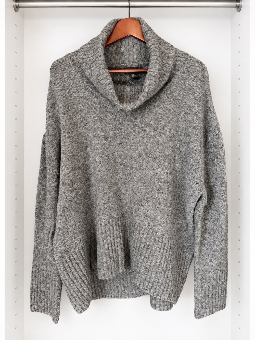 Rachel Zoe Grey Merino Wool Blend Cowl Neck Sweater XL